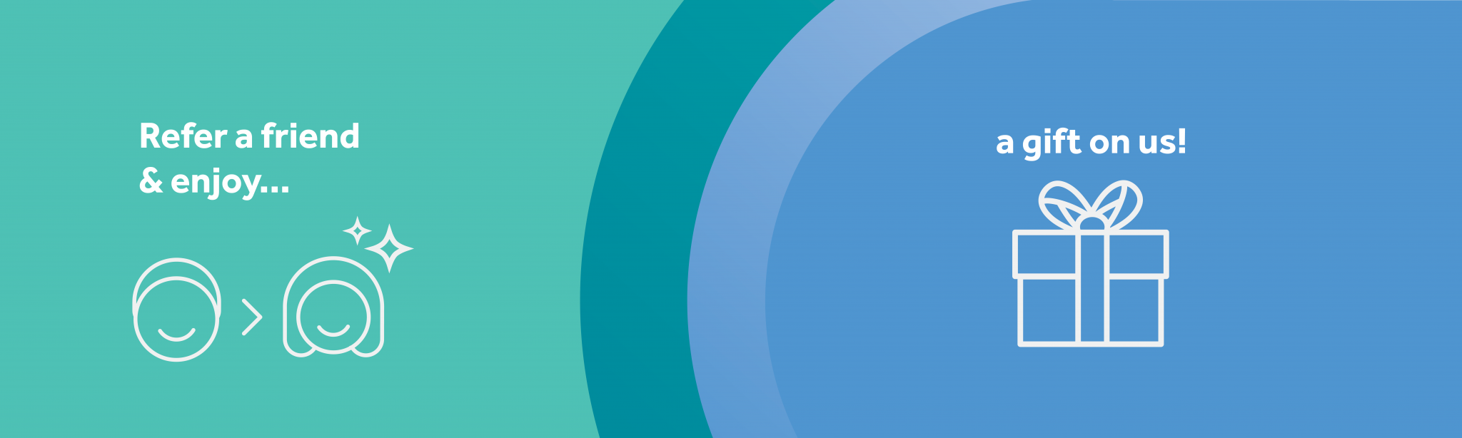 blue and green pattern with refer a friend and enjoy a gift on Toowong Orthodontics